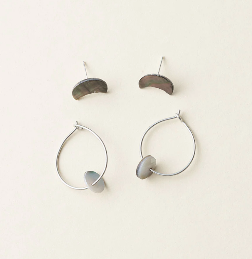 Chandra Mini Moon And Hoop Earrings Set