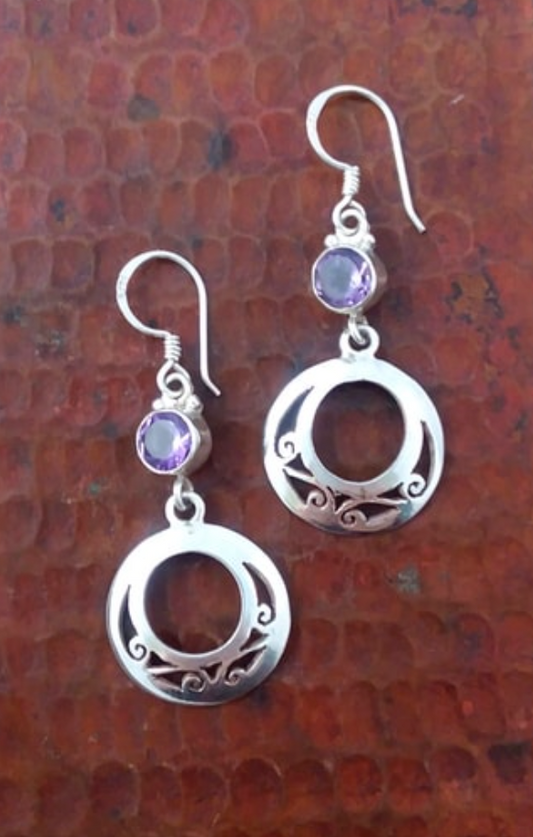 Sterling Silver Joli Earrings with Semi-Precious Stone