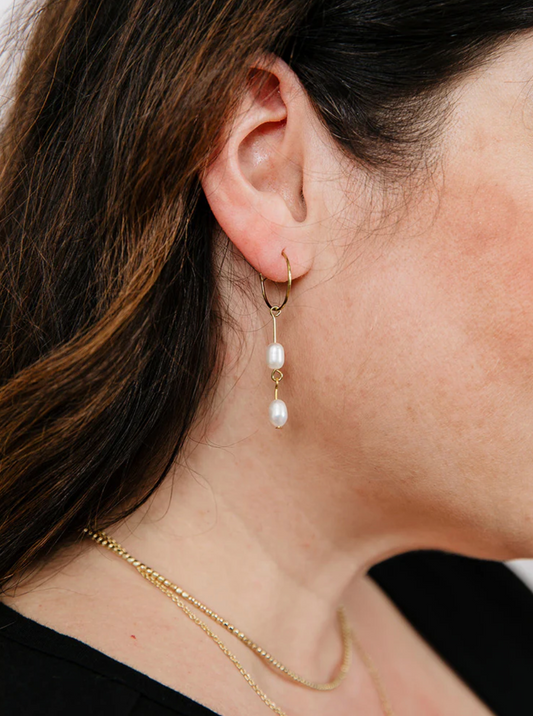 Parallel Pearl Earrings