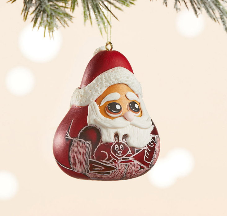 Jolly Santa Gourd Ornament