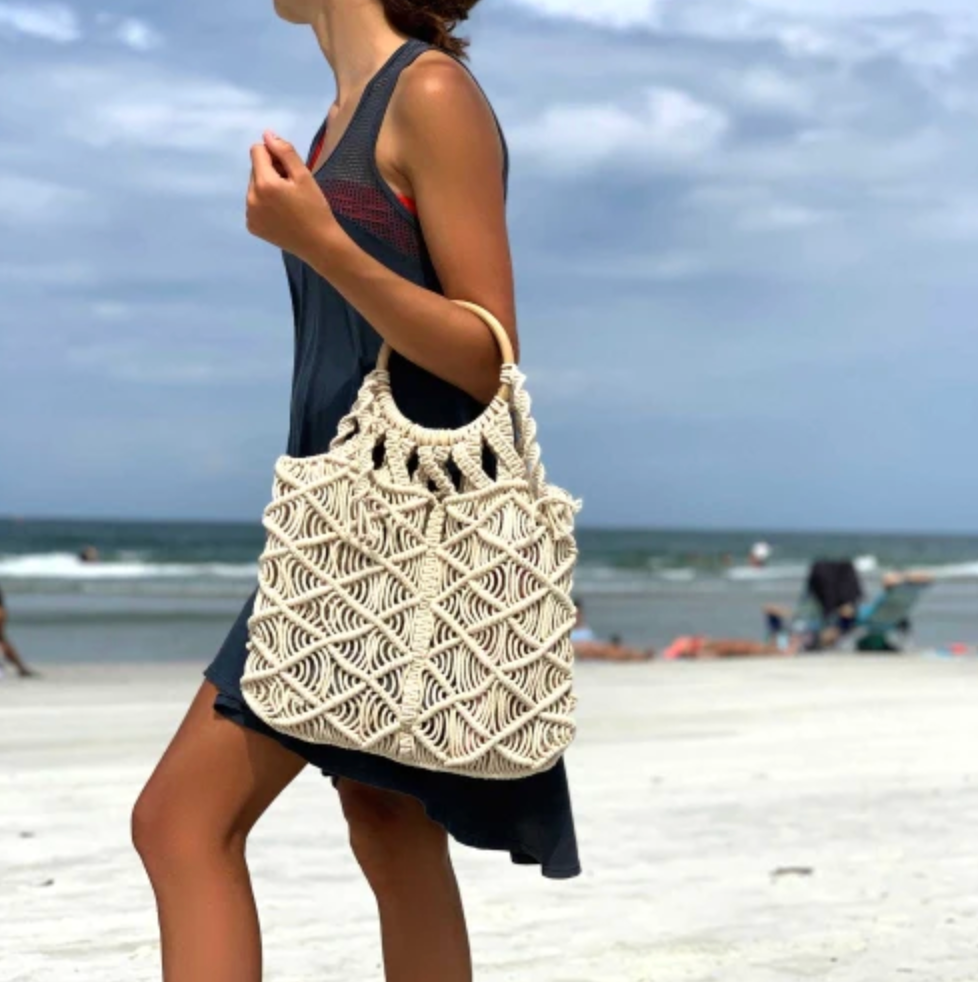 Macramé Bag with Handles - Stanford Health Care Gift Shop