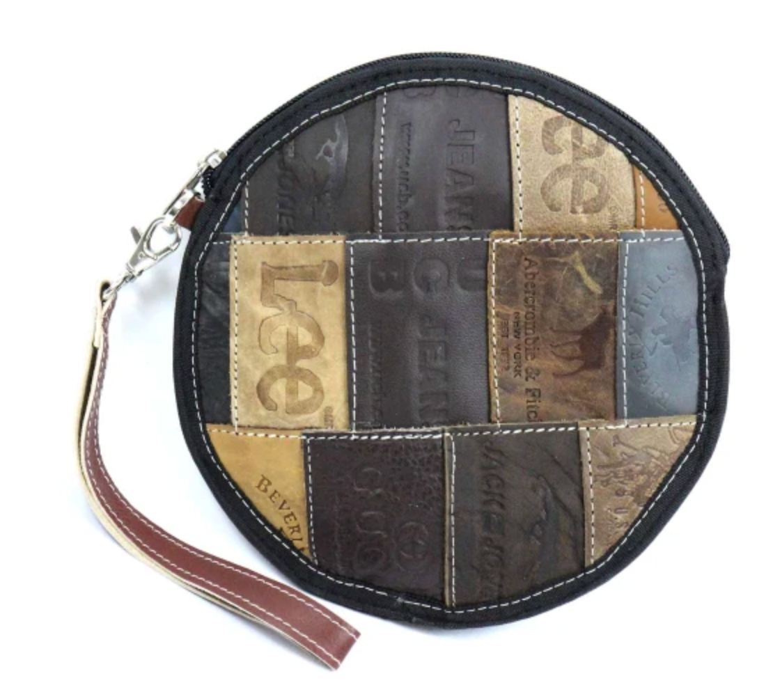 Jean Patch Round Wristlet Bag