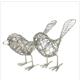 Silver Wrapped Wire Bird