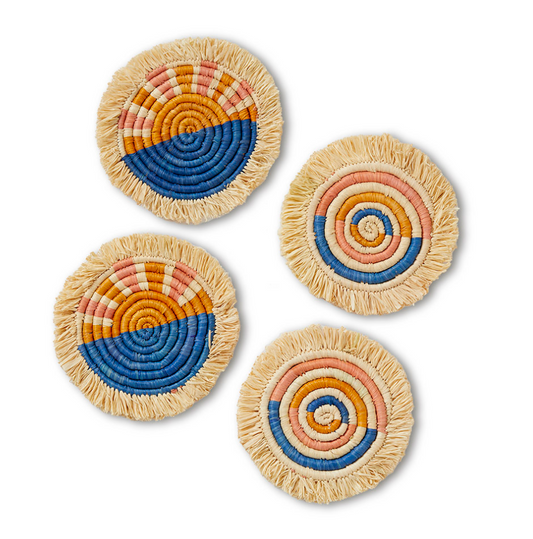 Seaside Raffia Coasters - Set of 4