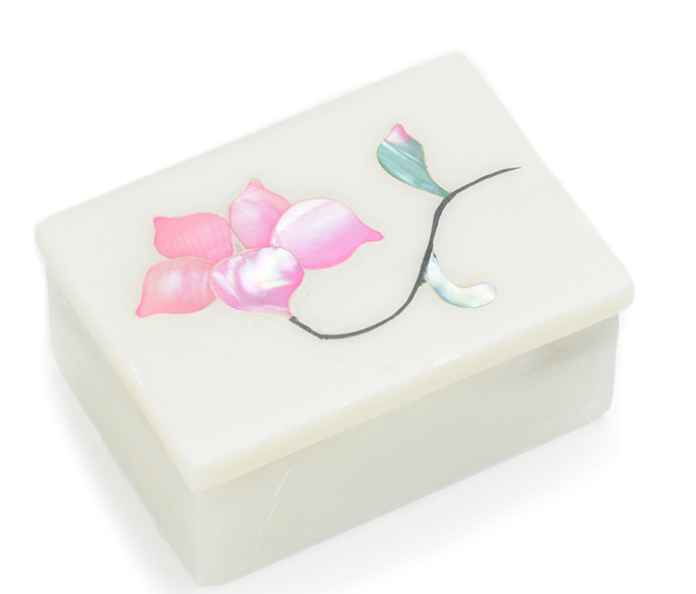 Pink Flora Inlay Box - CJ Gift Shoppe