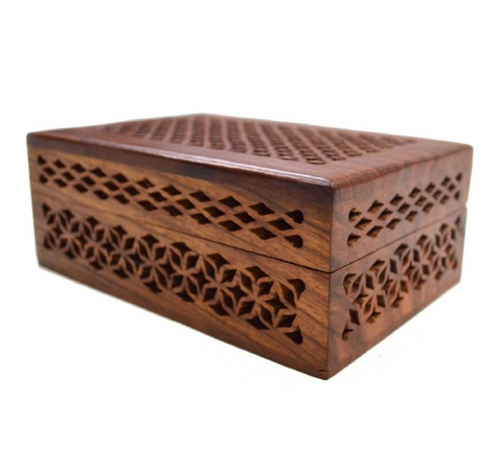 Lattice Cutwork Wood Box - CJ Gift Shoppe