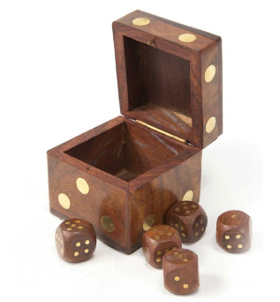 Wood Dice Box with Five Dice - CJ Gift Shoppe
