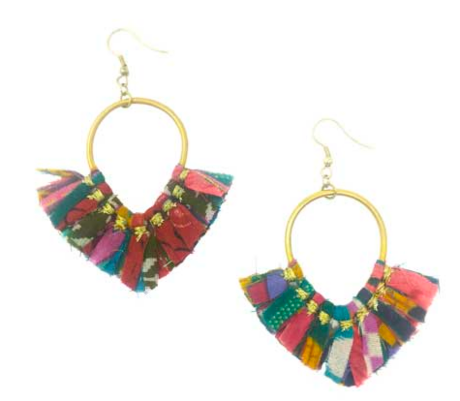 Kantha Arrowhead Earrings - CJ Gift Shoppe