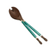 Capiz Wood Salad Servers Teal