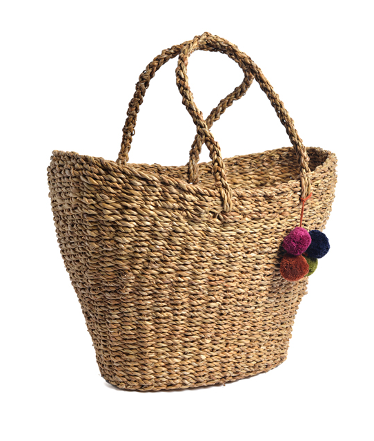 Pom Pom Shopping Basket - CJ Gift Shoppe