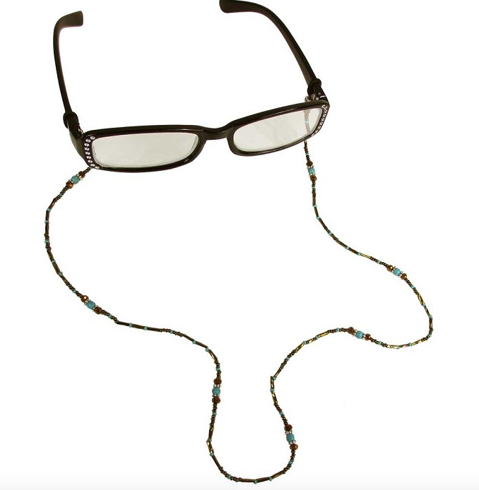 Beaded Eyeglass Holder-Turquoise & Bronze - CJ Gift Shoppe
