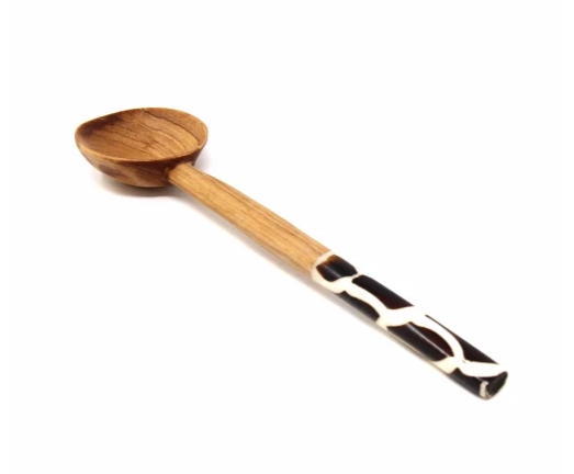 Coffee Spoon-Olive Wood and Batik 6" - CJ Gift Shoppe