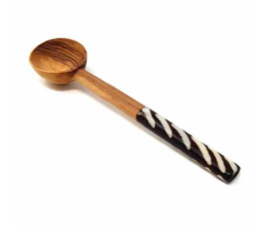 Coffee Spoon-Olive Wood Batiked 8" - CJ Gift Shoppe