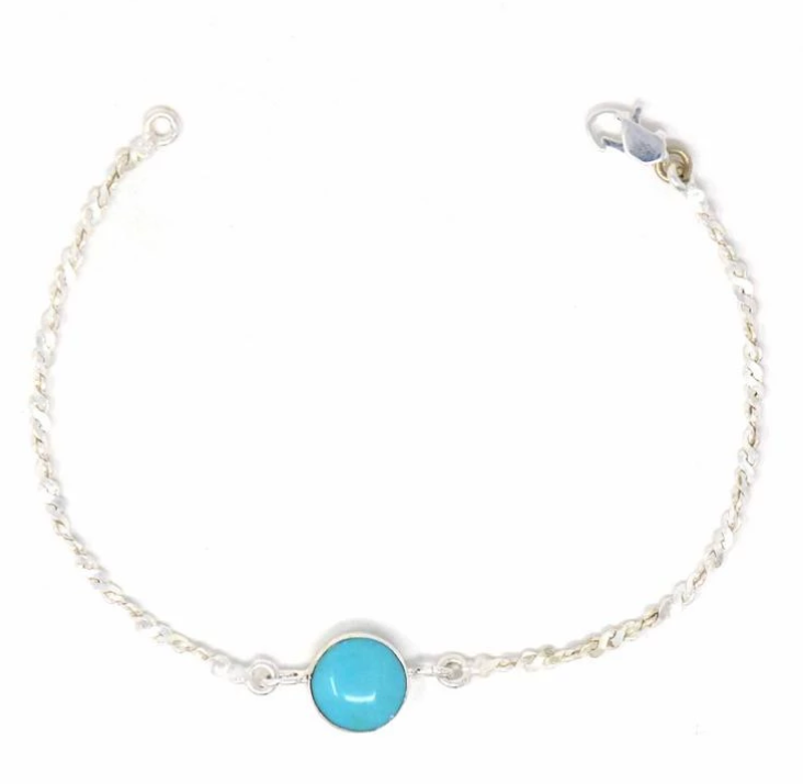 Mexican Taxco Turquoise Bauble Silver-Plated Bracelet - CJ Gift Shoppe