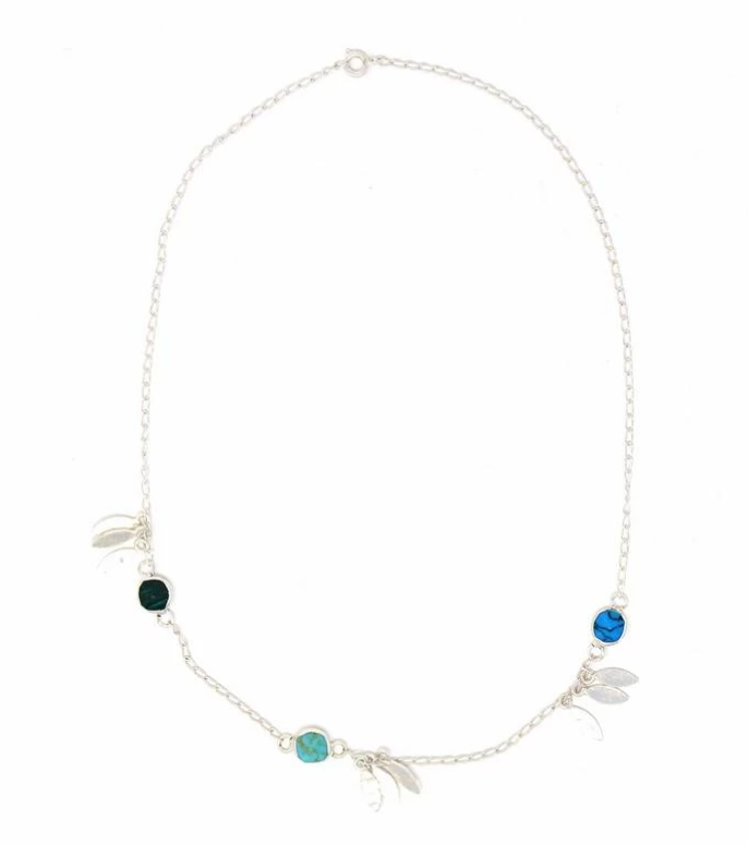 Mexican Taxco Feathers and Turquoise Silver-Plated Necklace - CJ Gift Shoppe