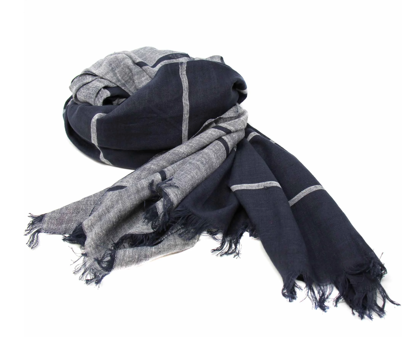 Grey & Black Striped Cotton Scarf - CJ Gift Shoppe