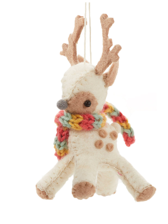 Cozy Reindeer Ornament-Multi Scarf - CJ Gift Shoppe