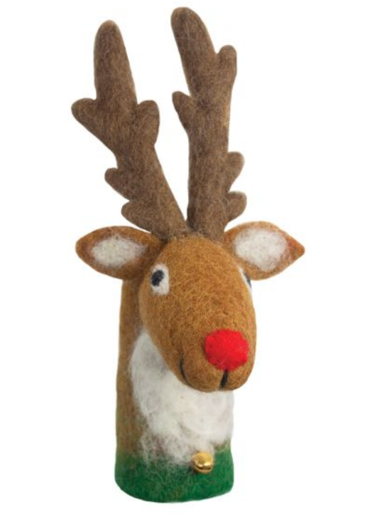Reindeer Felt Bottle Topper - CJ Gift Shoppe