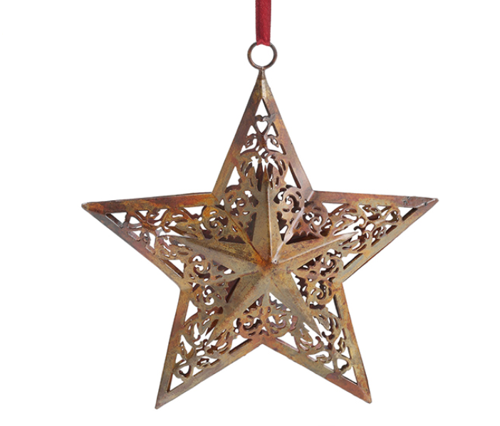 Lg Star Metal Ornament - CJ Gift Shoppe