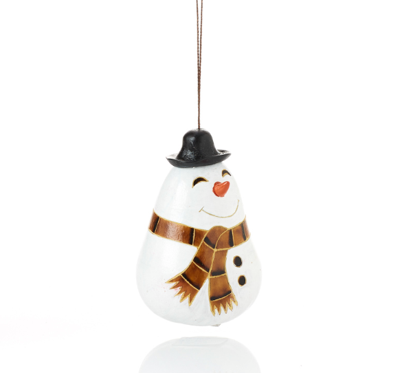 Happy Snowman Gourd Ornament - CJ Gift Shoppe