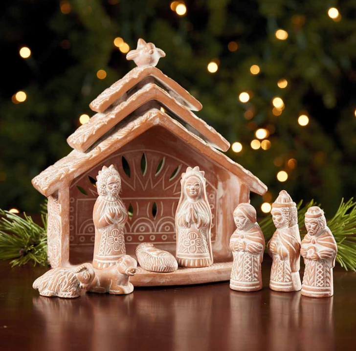 Dove Terra Cotta Whitewashed Nativity - CJ Gift Shoppe