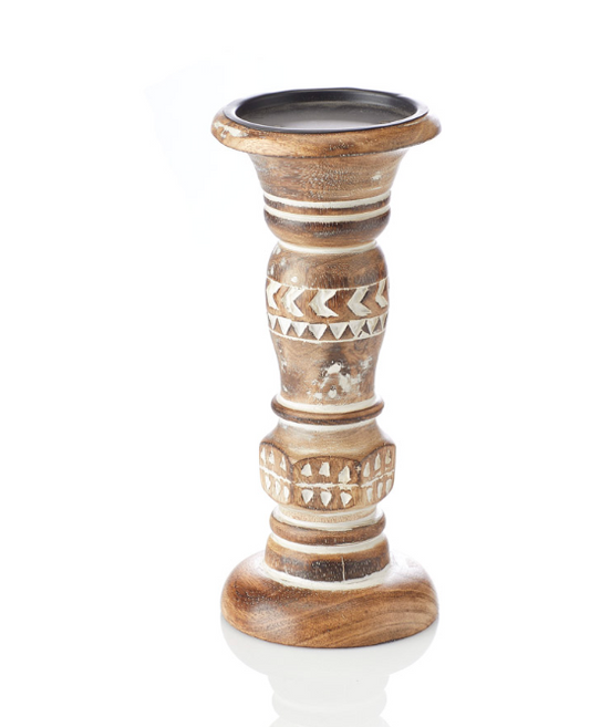 Wood Candle Holder-Tall - CJ Gift Shoppe