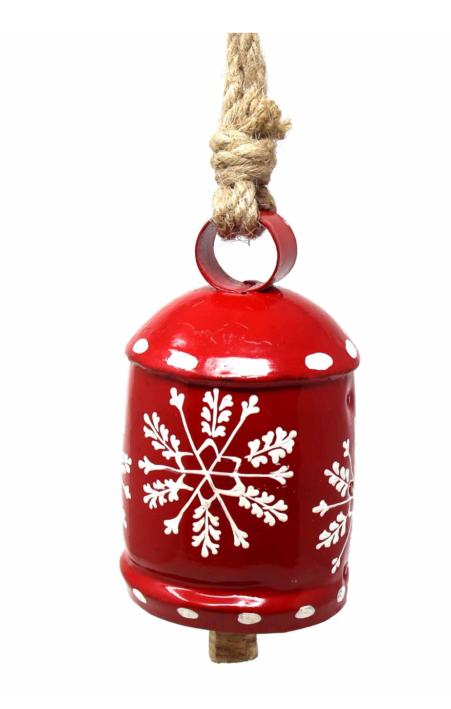 Recycled Red/White Snowflake Bell - CJ Gift Shoppe