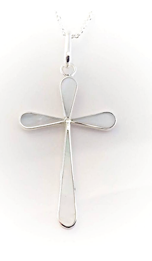Mother of Pearl Inlaid Cross Necklace - CJ Gift Shoppe