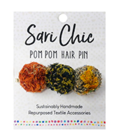 Kantha Pom Pom Hair Pin - CJ Gift Shoppe