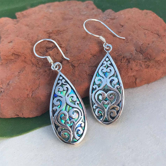 Women's Peace Collection - Burung Earrings with Abalone - Sterling Silver, Indonesia