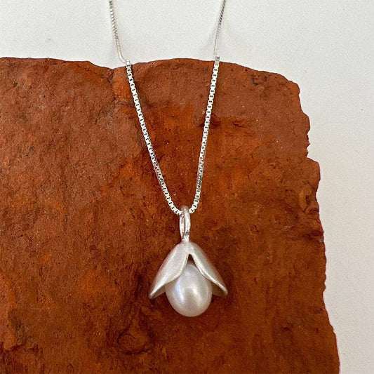 Acorn Pearl Necklace - Sterling Silver