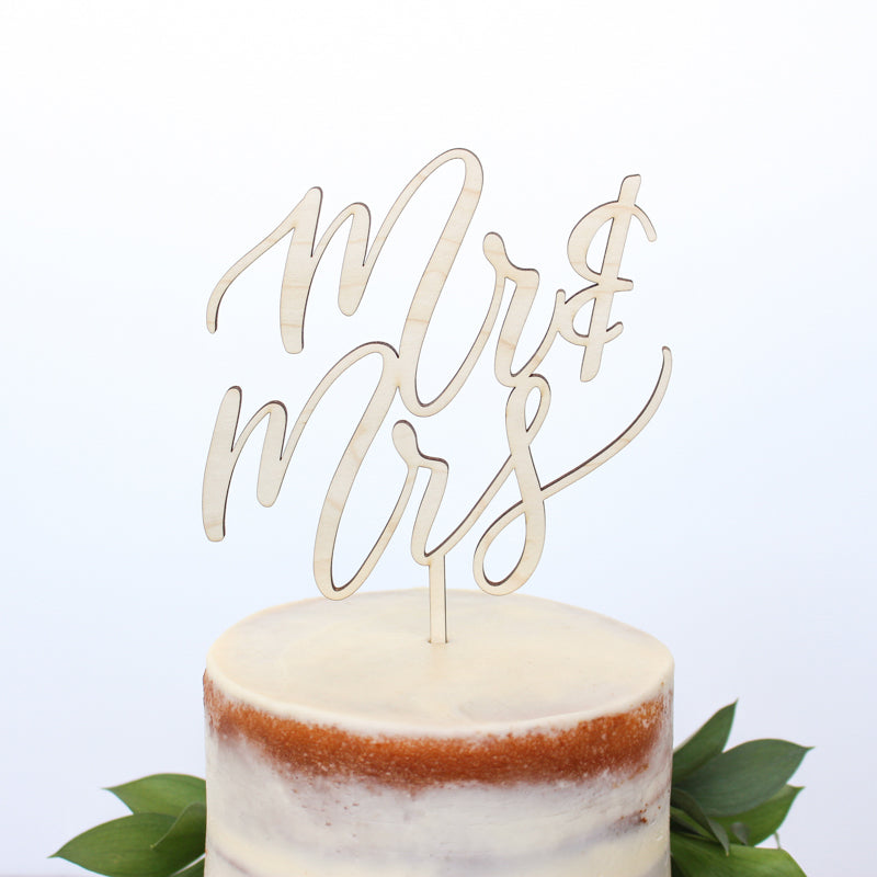 Alexis Mattox Design - Mr & Mrs Maple Wood Cake Topper - CJ Gift Shoppe