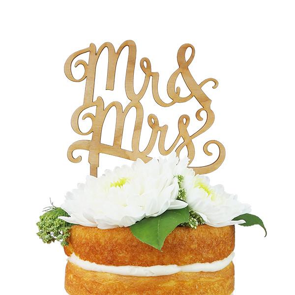 Alexis Mattox Design - Mr & Mrs Cake Topper (Cherry Wood) - CJ Gift Shoppe