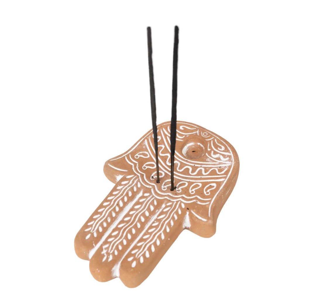 Hamsa Terracotta Incense Holder - CJ Gift Shoppe
